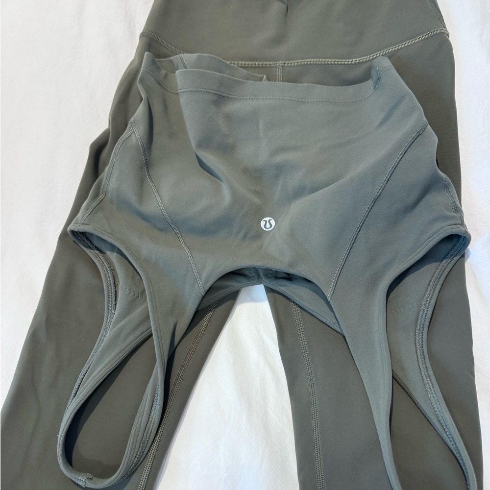 Lululemon Olive Green Leggings and Sports Bra Set